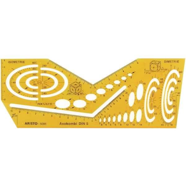 Schablone Axokombi I Isometrie und Dimetrie Ellipsen: 3 bis 60mm