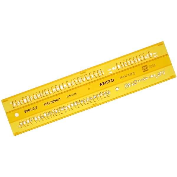 Schriftschablone Isonorm Typ B gerade (Mittelschrift) 3,5mm gelb