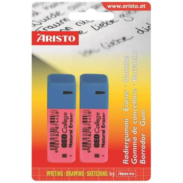 Radierer Geocollege Kombiradierer Kautschuk 56x19x8mm VE=2 Stück Blister