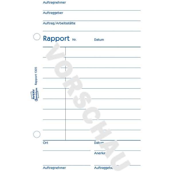 Formularbuch Rapport A6 vorgelocht 100 Blatt