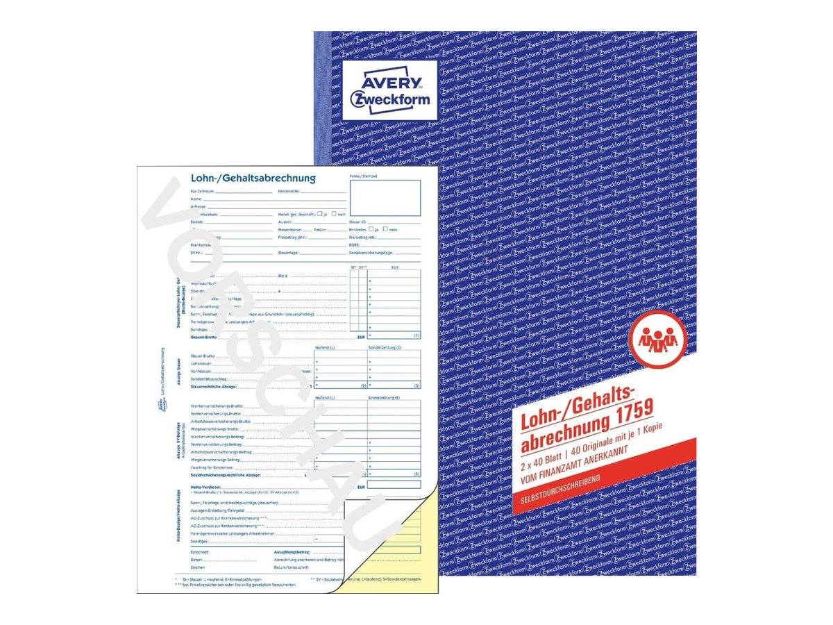 AVERY ZWECKFORM - Avery - Lohn-/Gehaltsbuchführungsformular - 40 Blatt