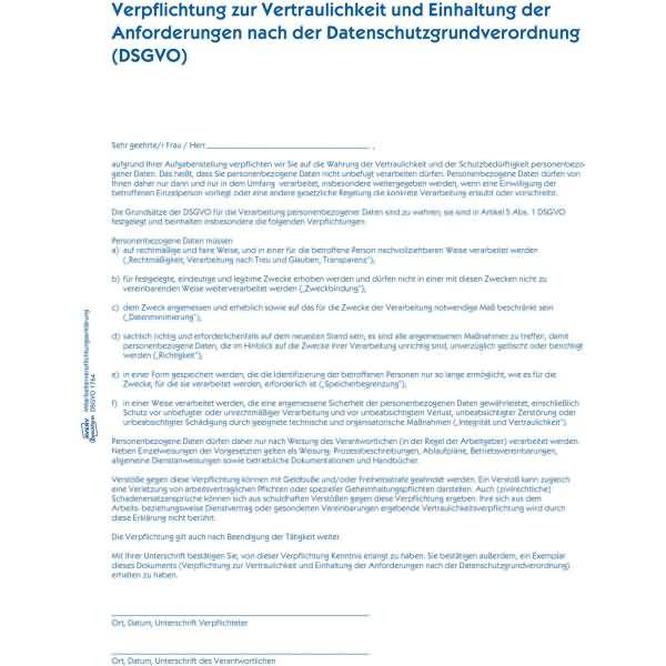 Mitarbeiterverpflichtung A4 SD 2x40 Blatt
