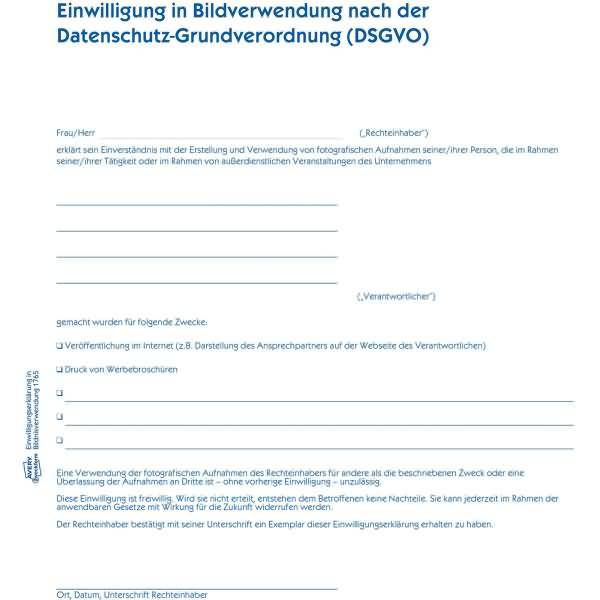 Einwilligung Bildverwendung A4 SD 2x40 Blatt