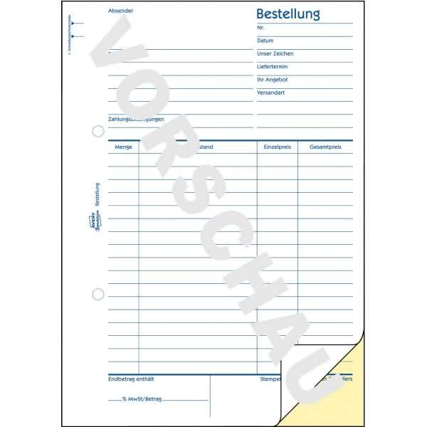 Formularbuch Bestellung A5 selbstdurchschreibend 2x40 Blatt