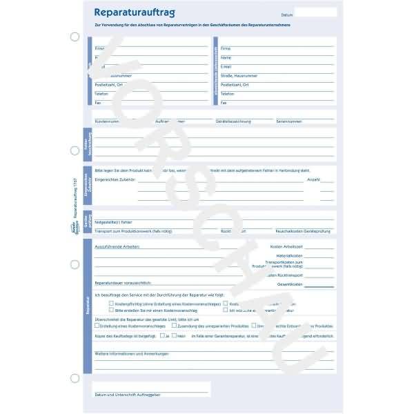 Reparaturauftrag A4 SD 1. und 2. Blatt bedruckt 2x40 Blatt
