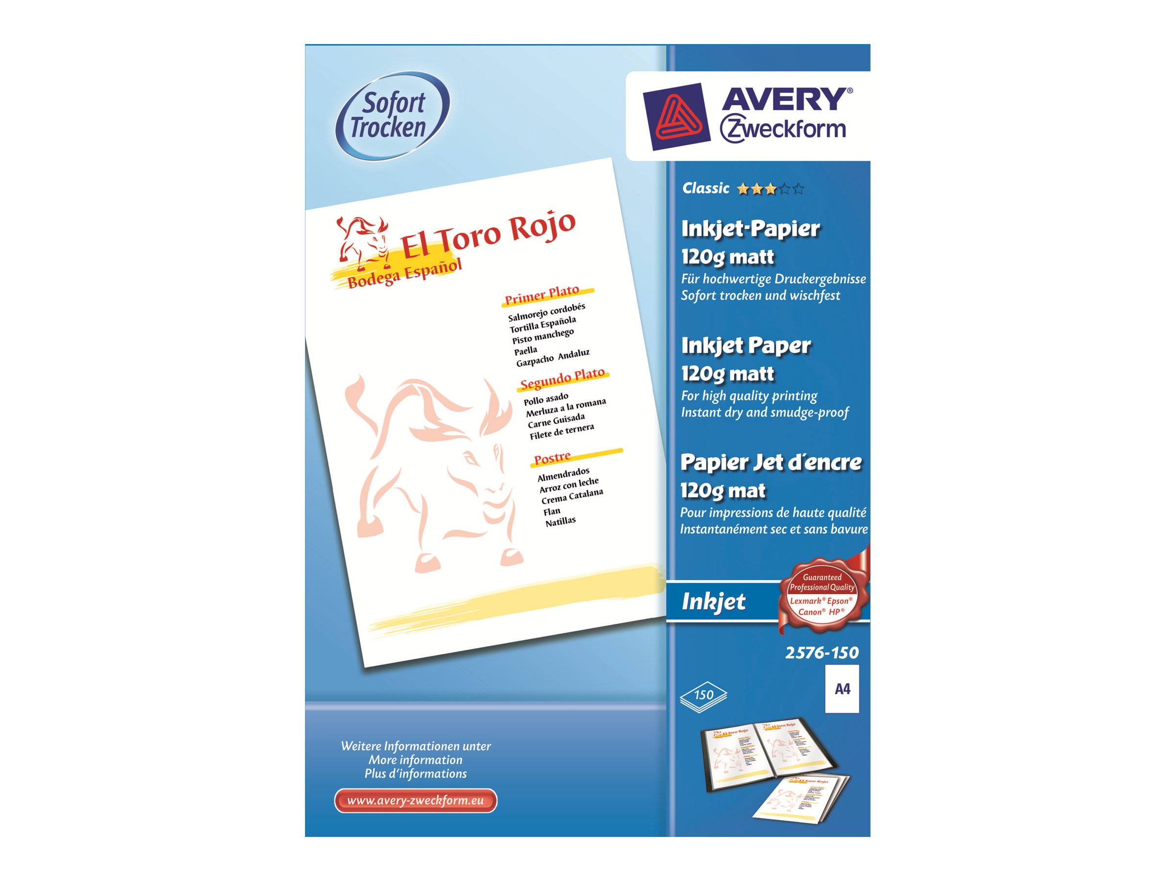 Avery Zweckform Classic Inkjet Paper 2576 - Mattes Weiß - A4 (210 x 297 mm)