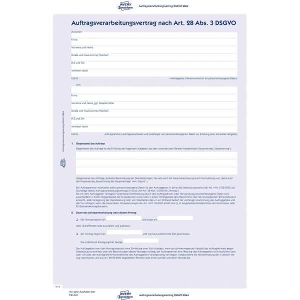 Auftragsverarbeitungsvertrag A4 4-seitig