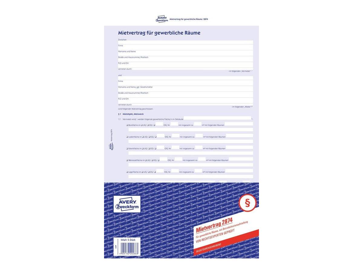 Avery Zweckform - Gewerbliche Mietvereinbarung