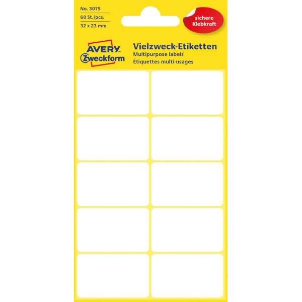 Mini-Organisations-Etiketten 32x23 mm 6 Blatt/60 Etiketten weiß