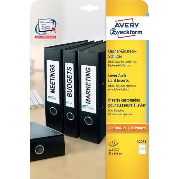 Ordnereinsteckschild 50x146mm weiß VE=25 Stück