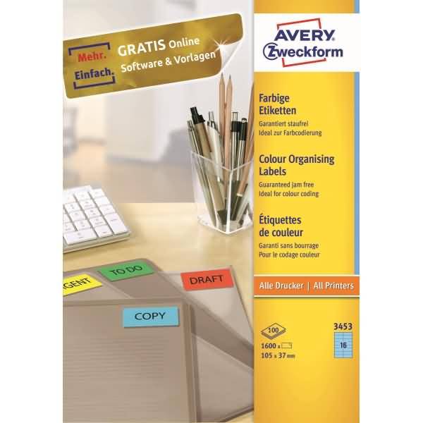 Universal-Etiketten 105x37mm blau 100 Blatt/1600 Etiketten