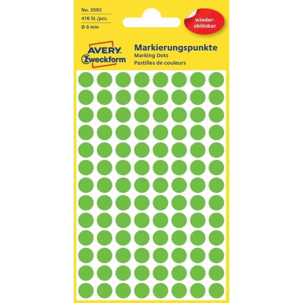 AVERY ZWECKFORM - Avery 3592, Grün, Kreis, Papier, 8 mm, 416 Stück(e), 104 Stück(e)