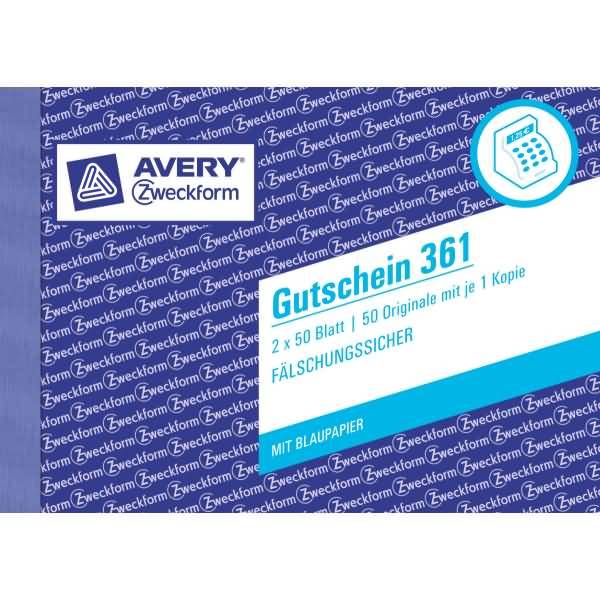 Formularbuch Gutschein A6 quer fälschungssicher 2x50 Blatt mit Ausfüllhilfe