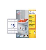 AVERY ZWECKFORM - Avery - Selbstklebend - weiß - 64 x 45 mm 1800 Stck. (100 Bogen x 18)