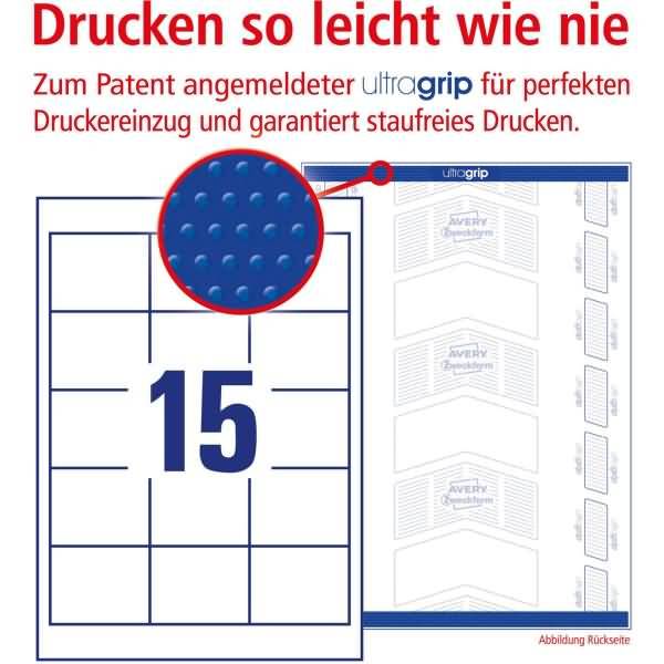 Universal-Etiketten ultragrip 64x50 mm VE=1.500 Etiketten / 100 Bogen weiß