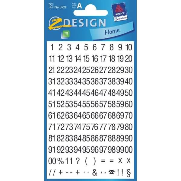 Zahlen 5mm Helvetica Cond. schwarz/weiß selbstklebend Folie 2 Bögen