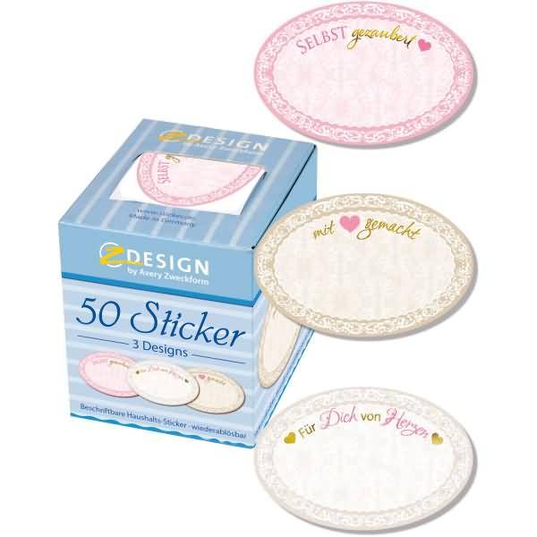Schmucketikett auf Rolle 'Selbstgemacht' oval 58 mm 3 Motive bunt VE=50 Stück