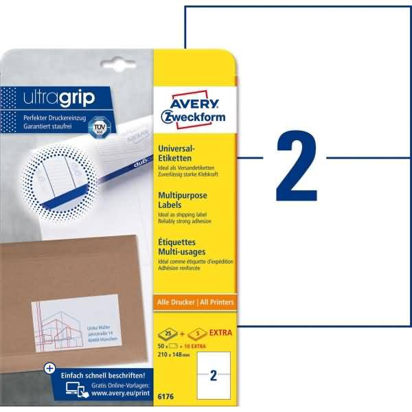 Universal-Etiketten ultragrip 210x148 mm VE=60 Etiketten / 30 Bogen weiß