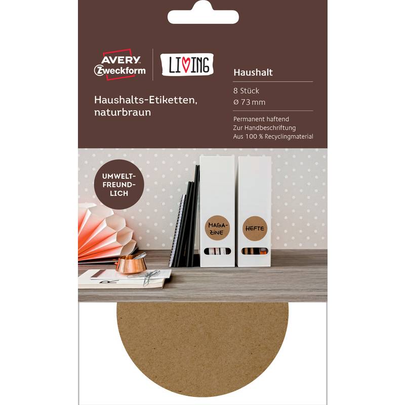 AVERY Zweckform LIVING Haushalts-Etiketten, Durchm. 73 mm