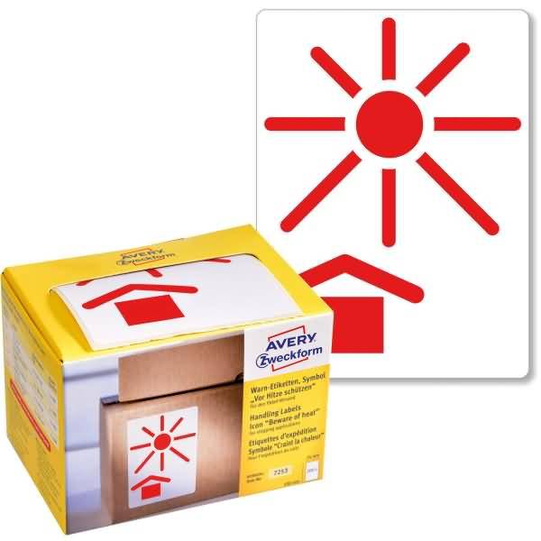 Warnetiketten Symbol Vor Hitze schützen 100x74mm weiß VE=200 Stück