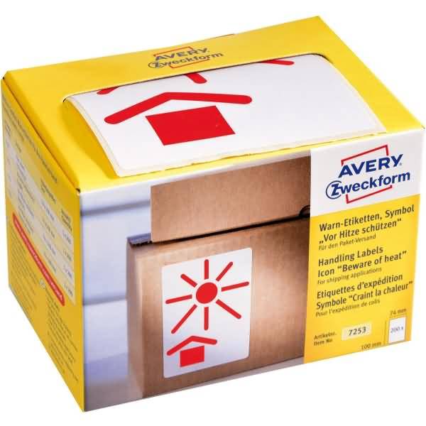 Warnetiketten Symbol Vor Hitze schützen 100x74mm weiß VE=200 Stück