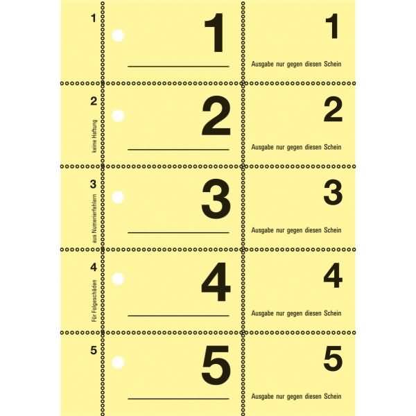 Garderobennummern A6 farbig sortiert 100 Blatt / Block farbig sortiert