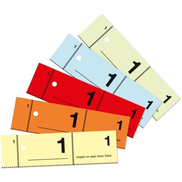 Garderobennummern A6 farbig sortiert 100 Blatt / Block farbig sortiert