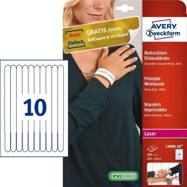 Einlassbänder bedruckbar 18x265 mm weiß VE=100 Stück