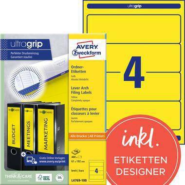 Avery Zweckform Etikett Ordner L4769-100 breit/kz ge 400 St./Pack.