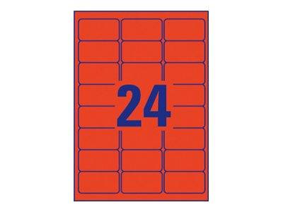 AVERY ZWECKFORM - Avery L6034 - Permanenter Klebstoff - Rot - 63.5 x 33.9 mm 480 Etikett(en) (20 Bogen x 24)