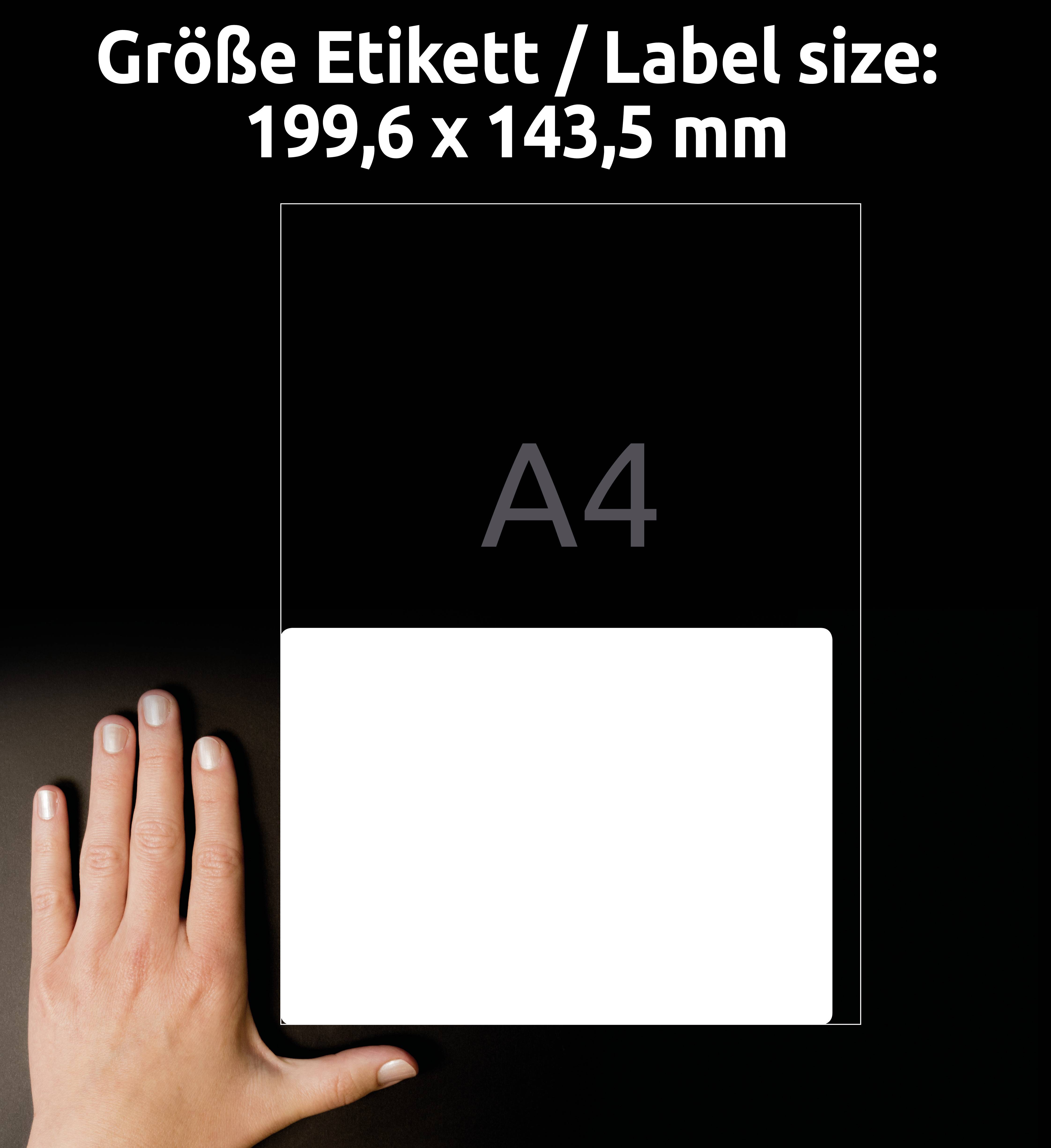 Avery Zweckform L7168-100 Versand-Etiketten, A4 mit ultragrip, 199,6 x 143,5 mm, 100 Bogen/200 Etiketten, weiß