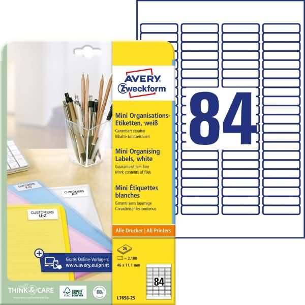 AVERY ZWECKFORM - Avery - Weiß - 46 x 11.1 mm 2100 Etikett(en) (25 Bogen x 84)