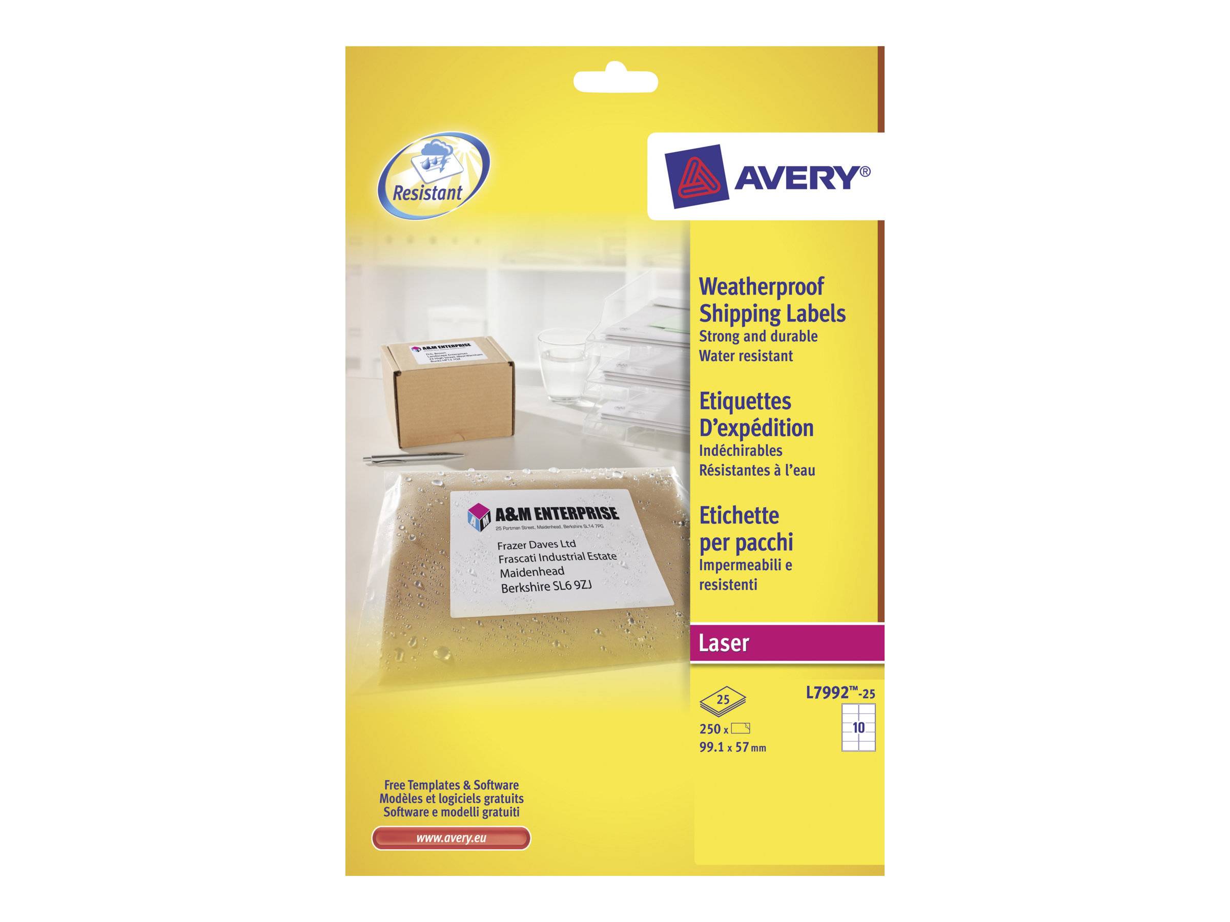 Avery Zweckform L7992 - Permanenter Klebstoff - weiß - 57 x 99.1 mm 250 Etikett(en) (25 Bogen x 10)