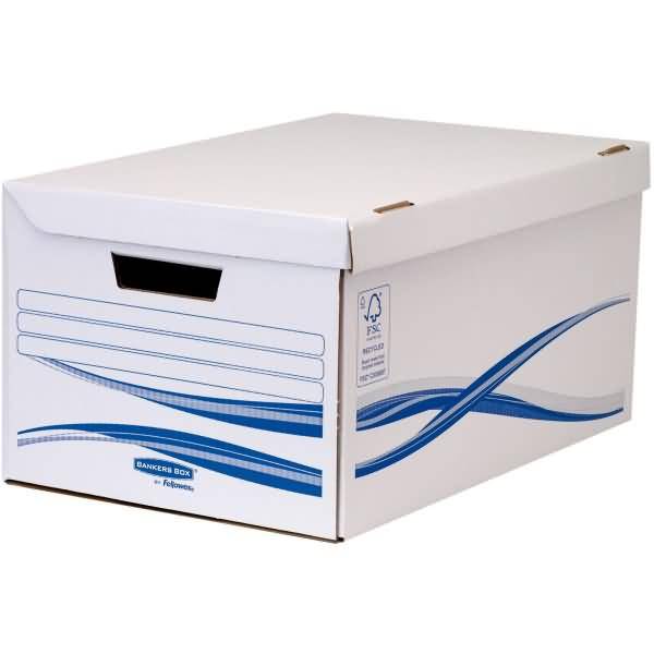 Klappdeckelbox Maxi Bankers Box Basic 350x260x350mm weiß/blau 10 Stück