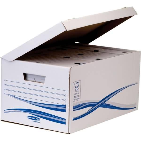 Klappdeckelbox Maxi Bankers Box Basic 350x260x350mm weiß/blau 10 Stück