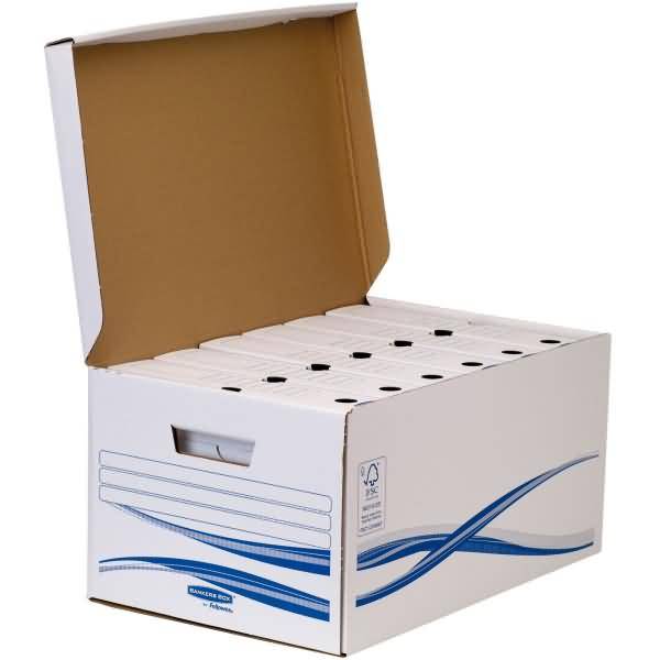 Klappdeckelbox Maxi Bankers Box Basic 350x260x350mm weiß/blau 10 Stück