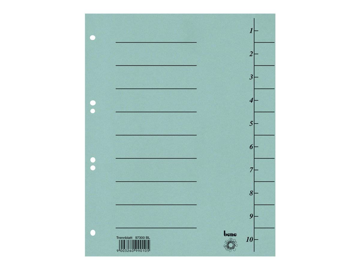 ESSELTE LEITZ - bene - Trennelement - vorgedruckt: 1-10 - für A4 - Blau (Packung mit 100)