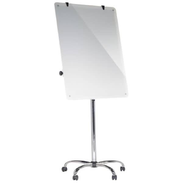 Flipchart Glas 70x100cm magnetisch mobil chrom