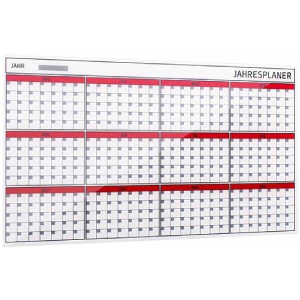 Glasboard Jahresplaner 12 Monaten 78x48cm