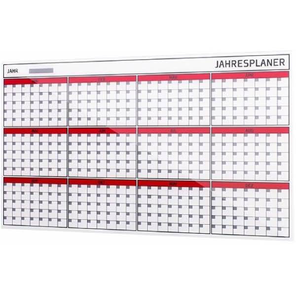 Glasboard Jahresplaner 12 Monaten 78x48cm