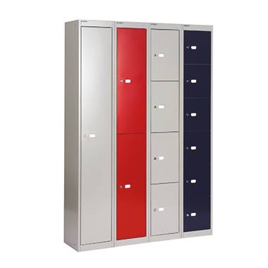 Bisley Schließfachschrank Office, 1 Abteil, 4 Fächer, T 305 mm, Farbe oxfordblau