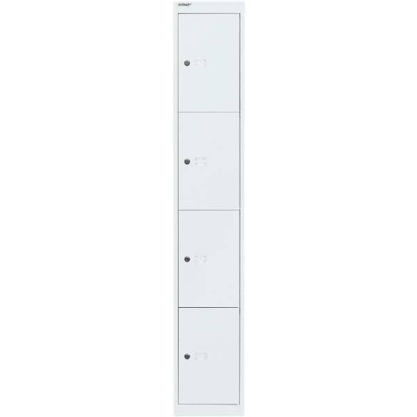 Garderobenschrank 4 Fächer verkehrsweiß