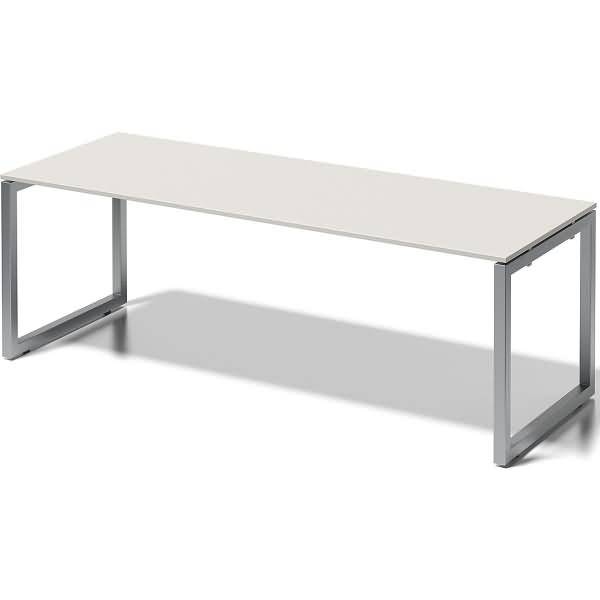 Schreibtisch Cito BxTxH 220x80x74cm grauweiß Gestell silber