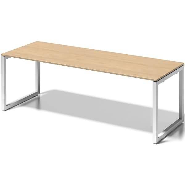 Schreibtisch Cito BxTxH 220x80x74cm ahorn Gestell verkehrsweiß