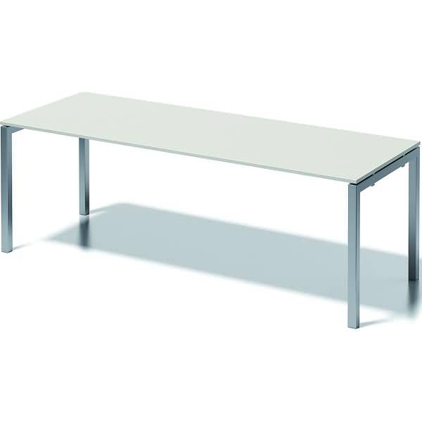 Schreibtisch Cito BxTxH 220x80x74cm grauweiß Gestell silber