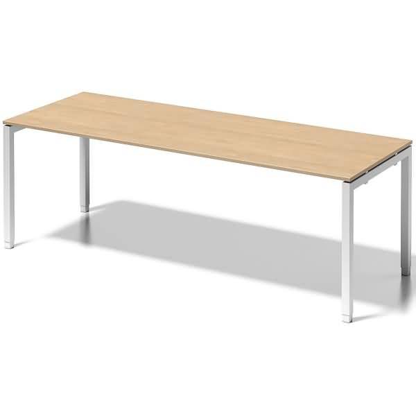 Schreibtisch Cito BxTxH 220x80x65-85cm ahorn Gestell verkehrsweiß