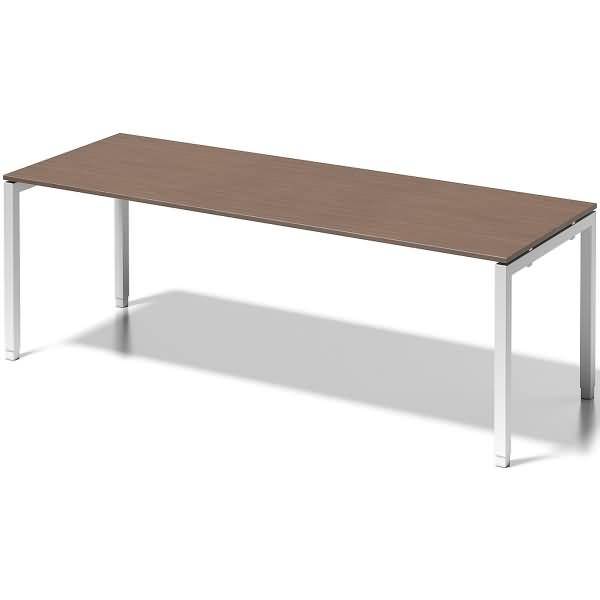 Schreibtisch Cito BxTxH 220x80x65-85cm nußbaum Gestell verkehrsweiß