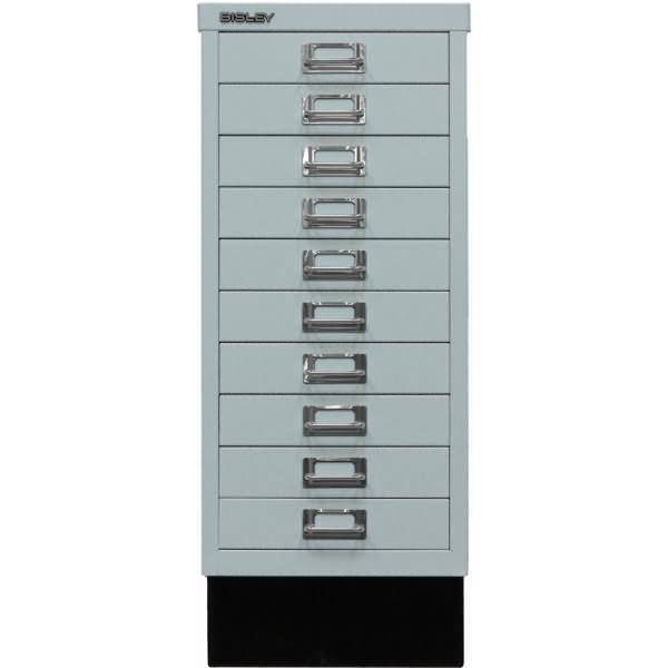 Bisley MultiDrawer™, 29er Serie mit Sockel, DIN A4, 10 Schubladen, Farbe silber
