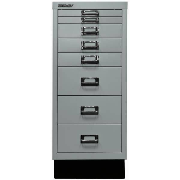 Bisley MultiDrawer™, 29er Serie mit Sockel, DIN A4, 8 Schubladen, Farbe silber