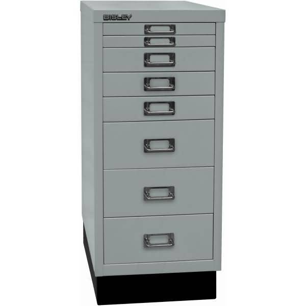 Bisley MultiDrawer™, 29er Serie mit Sockel, DIN A4, 8 Schubladen, Farbe silber